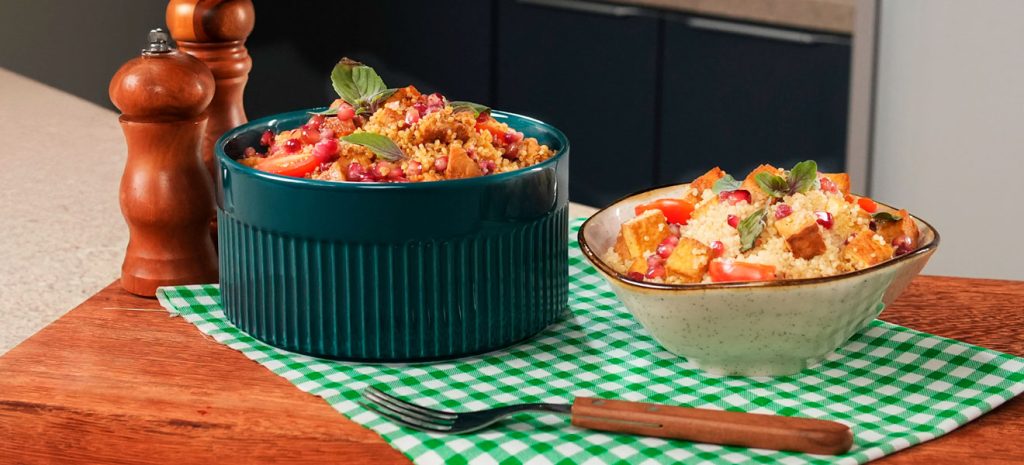 Foto com o resultado da receita de quinoa com frango Thai
